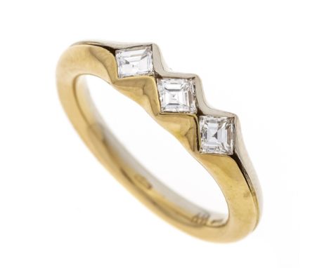 Diamant-Riviére-Ring GG/WG 750/000 mit 3 Diamant-Carrées, zus. 0,36 ct W/VVS-VS, RG 53, ungedeutete Meisterpunze, 5,0 g