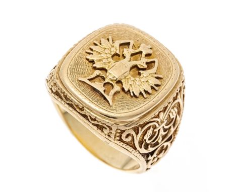 Wappen-Ring RG 560/000 Doppeladler, feine Goldschmiedearbeit, RG 56, 12,7 g