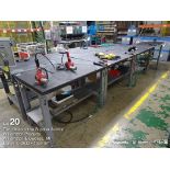 (Lot) (4) 4' x 3' steel workbench w/ (4) staple guns