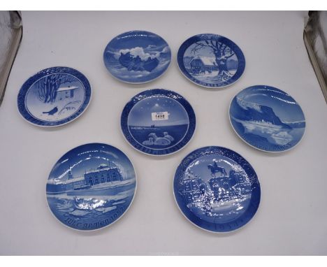 Four Royal Copenhagen Christmas plates and three Bing & Grondahl.