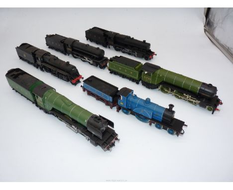 Six nicely detailed display models of tender locomotives at approximately "00" scale and including LNER green livery 2-6-2 No