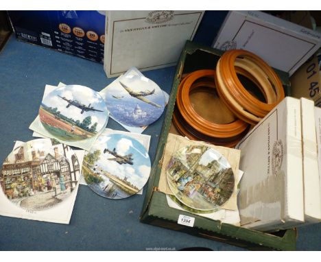 Miscellaneous display plates to include V.E. Day, Royal Worcester Birds, The Cricket Match, Village scenes, Coalport Dawn Pat