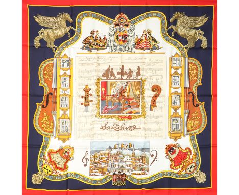 HERMÈS Seidencarré "SALZBURG", by Loïc Dubigeon, Entwurf erstmals erschienen 1996. Akt. NP.: 495,-€. 100% Seide. Amadeus Moza