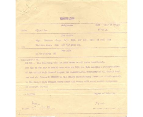 WORLD WAR II: An extremely rare World War II document issued under the orders of Field Marshal Montgomery, being his announce