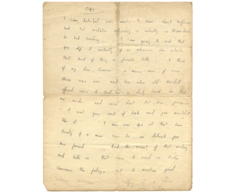 [DU MAURIER DAPHNE]: (1907-1989) British Author. A curious autograph MS, in an unidentified hand, in pencil, one page, 4to, n