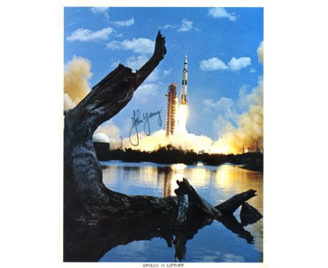 APOLLO XVI: John Young (1930-     ) American Astronaut, Commander of Apollo XVI. The ninth man to walk on the Moon. Signed co