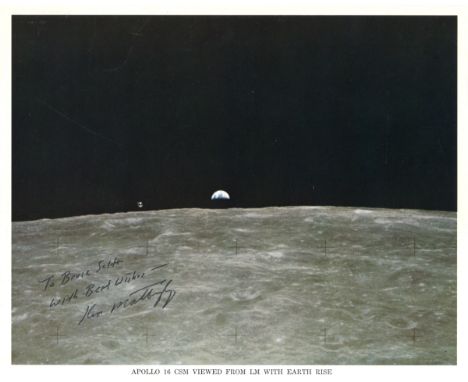 APOLLO XVI: Ken Mattingly (1936-     , Command Module Pilot) Signed and inscribed colour 10 x 8 photograph, the official NASA