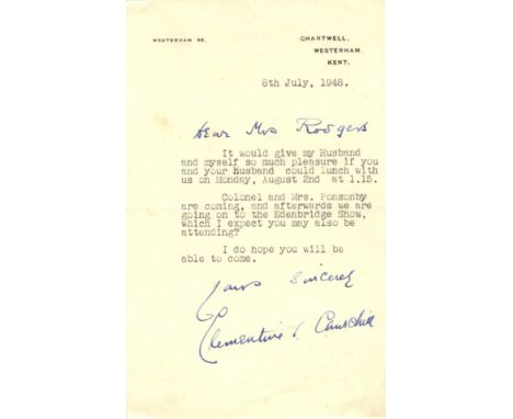 [CHURCHILL WINSTON S.]: (1874-1965) British Prime Minister 1940-45, 1951-55. Nobel Prize winner for Literature, 1953. Clement