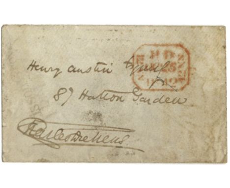 DICKENS CHARLES: (1812-1870) English Novelist. Autograph envelope signed, addressed by Dickens to Henry Austin Esquire at 87 