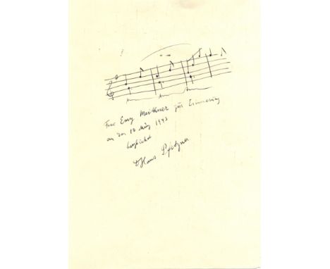 PFITZNER HANS: (1869-1949) German Composer. A.M.Q.S., D Hans Pfitzner, on an 8vo page removed from an autograph album, n.p. (