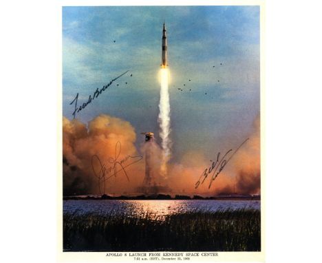 APOLLO VIII: An excellent signed colour 8 x 10 photograph by all three members of the Apollo VIII crew individually comprisin