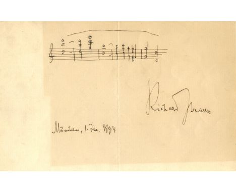 STRAUSS RICHARD: (1864-1949) German Composer. A.M.Q.S., Richard Strauss, one page, oblong 8vo, Munich, 1st January 1894. In d