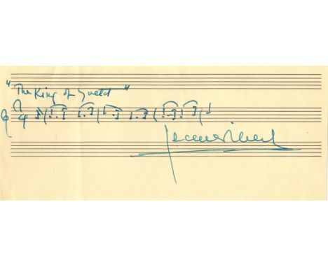 IBERT JACQUES: (1890-1962) French Composer. A.M.Q.S., Jacques Ibert, one page (manuscript paper), slim oblong 8vo, n.p., n.d.