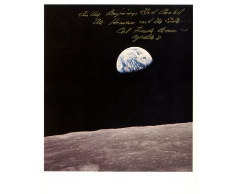 BORMAN FRANK: (1928-     ) American Astronaut, Commander of the Apollo VIII mission. Signed colour 8 x 10 photograph, the ico