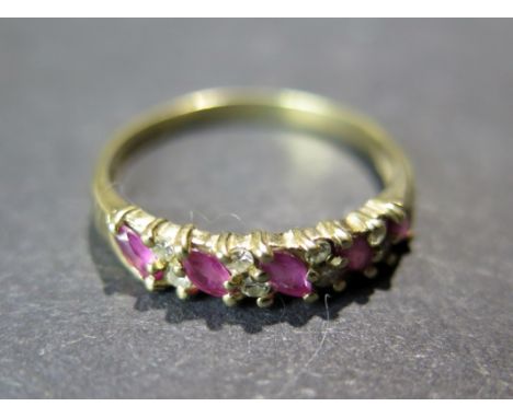 A 9ct gold diamond dress ring - Size R - Weight approx. 1.8gms 
Condition report: Minor usage marks