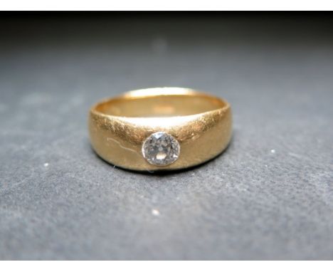 An old-cut diamond band ring - Estimated diamond weight 0.30ct - Stamped 18ct - Ring size R - Weight approx 7.6gms
Condition 
