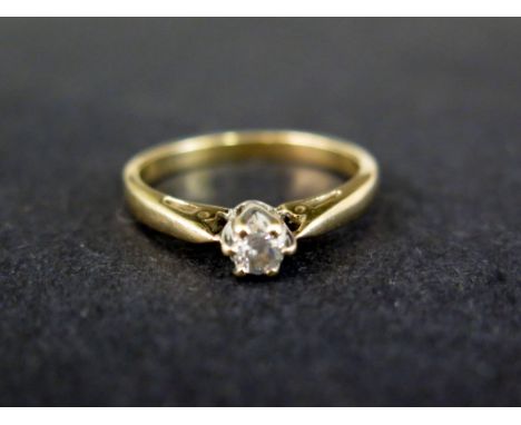 A 9ct gold and single diamond solitaire ring size I/J - approx weight 1.6 grams - in good clean condition