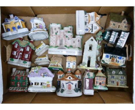 A Collection of Ceramic Cottages and Pastille Burners to include Staffordshire examples together with later models. (1 Tray) 