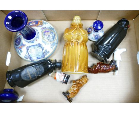 A collection of Wade items to include commemorative decanters, Abbots Choice decanter, Armada Cream Sherry decanter x2 (1 ful