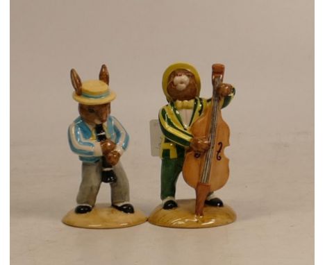 Royal Doulton Jazz band Bunnykins Doulble Bass DB185 and Clarinet DB184 (2) 