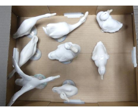 Four Lladro geese , two matt together with four nao geese (8) 