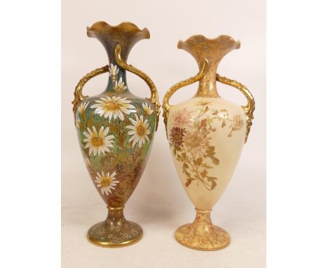 Two Carltonware Wiltshaw &amp; Robinson Ivory Blushware Baluster Vases, one in the Daisy Pattern and another in the Desgrange