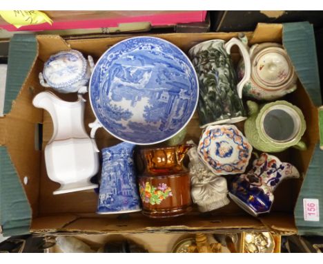 A Mixed Collection of 19th Century and Later Ceramics to include Agate Ware Jug, Copeland Spode Italian Bowl, small Soup Ture
