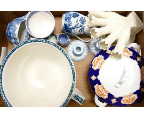 A Mixed Collection of Ceramic Items to include Copeland Spode Blue Italian Sauceboat (chip to base), Booths Real Old Willow J