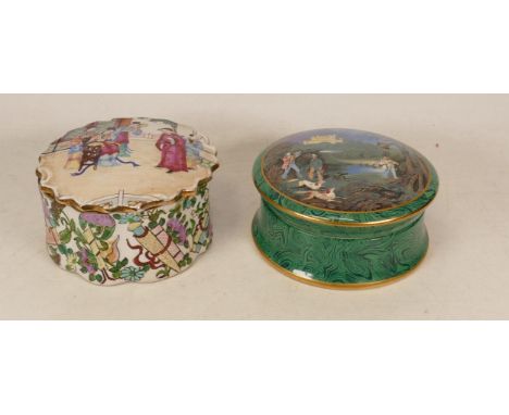 Two Lidded Pots to include one 20th Century Famille Rose Lidded Pot and one Later Malachite Prattware Style Pot by Graphaprin