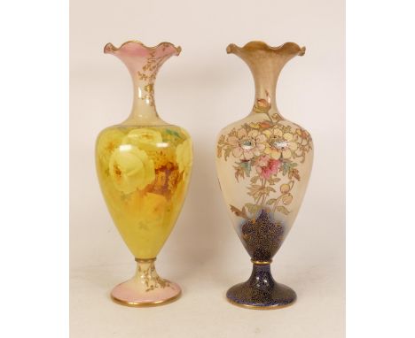 Two Carltonware Wiltshaw &amp; Robinson Ivory Blushware Baluster Vases, one in the Anemone Pattern together with one with han