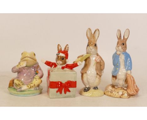 Three Beswick Beatrix Potter Figures to include Peter and the Red Pocket Handkerchief, Royal Albert Benjamin Ate A Lettuce Le