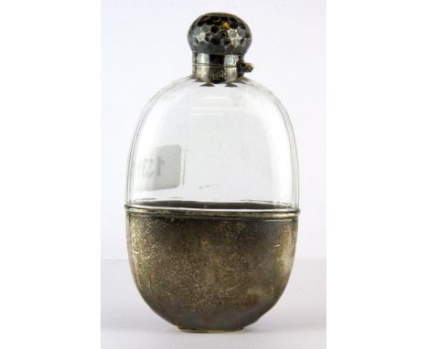 A Mappin &amp; Webb hallmarked silver spirit flask, H. 15cm.