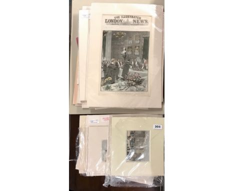 A quantity of mounted antique prints, largest mounted size 46 x 58cm.