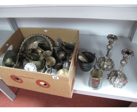 A Mixed Lot of Assorted Plated Ware and Brass Ware, including tankard "Presented by Major W. A. Holmes, M.C.T.D. 1st May 1947