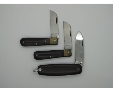 Pocket Knives - Ablet of Sheffield, with wooden scales and brass bolster and another the same, 9cm closed; Veritable Issarino