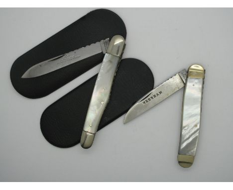 Pocket Knives - 'Neesham &amp; Son Sheffield' mother of pearl scales, workback on springs and blade, 17cm open; 'Thomas Turne