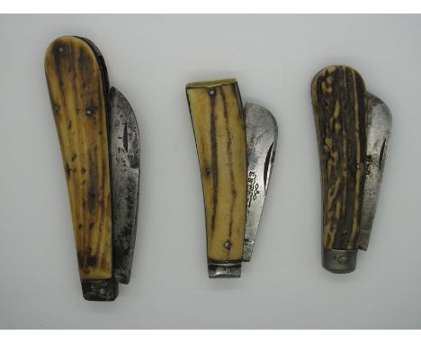 Pocket Knives; Turner &amp; Co., Sheffield, Encore, one blade, stag handle with flat brass bottom, 19cm open; a further Turne
