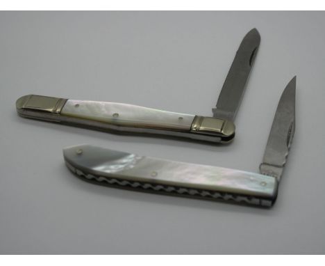Pocket Knives - A John Blyde, Genius Works, Sheffield Knife, with mother of pearl scales, workback down spine and part of bla