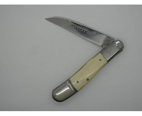 Pocket Knife by Needham &amp; Son, with ivory scales, large bolsters in nickel silver with brass liners, "Neesham" on blade, 