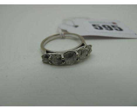 An 18ct White Gold Five Stone Diamond Ring, claw set with graduated old cut stones (chips) (finger size P). 