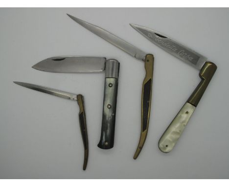 Pocket Knife - Corsican Vendetta, large with brass bolster and faux scales 'Vendetta Corsa' etched to blade, 23.5cm open; Gou
