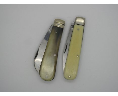 Pocket Knives - W.H. Wragg of Sheffield, hand forged, with polished horn scales and brass bolster, 16cm open; G. Ibberson of 