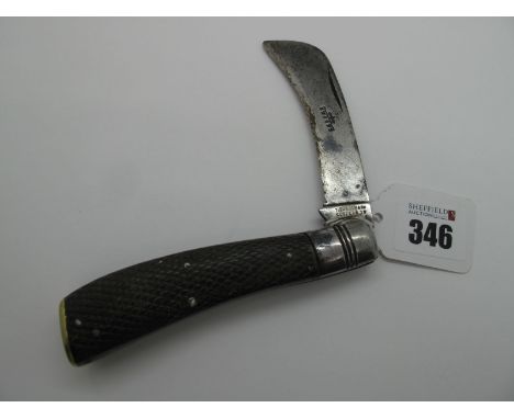 Pocket Knife; T. Turner &amp; Co Single Blade Knife, with steel bolsters, horn scales with flat brass base, 21cm open.