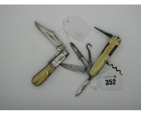 Pocket Knives; A Multiblade Unnamed Knife, with nine tools, 8.5cm closed; A Southern &amp; Richardson, Sheffield, Double Blad