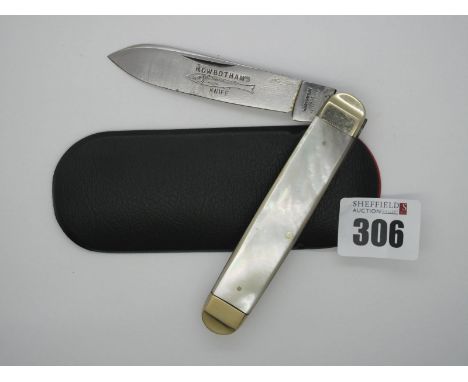 Pocket Knife - Rowbothams &amp; Co., Sheffield, with embossed fish on blade, mother of pearl scales, nickel silver bolsters a