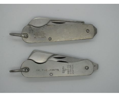 Pocket Knives Military - H.M. Slater Crows Foot 1952 'Oil the Joints', with single blade, bottle opener, screwdriver and lany