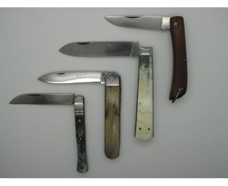 Pocket Knives - Begon 247 Caen, with horn scales, brass liners, 22.5cm open, an unnamed knife with wooden scales, 19cm open, 