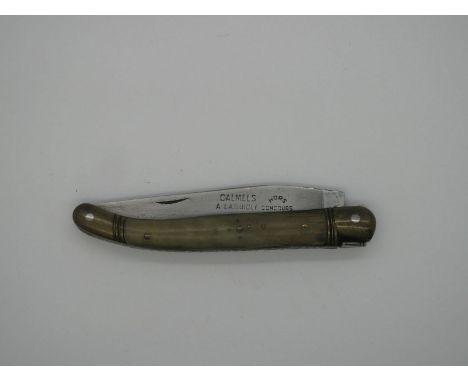 Pocket Knife - Calmels A Laguiole Hors Concours, with horn scales, brass bolsters and workback to spring and brass linings, b