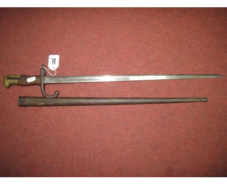 French 'Gras' Bayonet and Scabbard, with matching serial numbers, the blade inscribed "St. Etienne 1878".