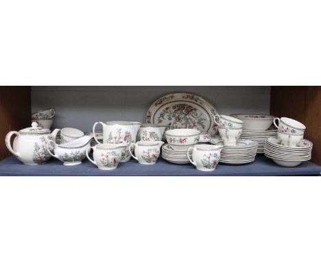 A Johnstone Brothers Pattern Dinner and Tea Service, Indian Tree Pattern Including, two tureens, a teapot, serving dish, dinn